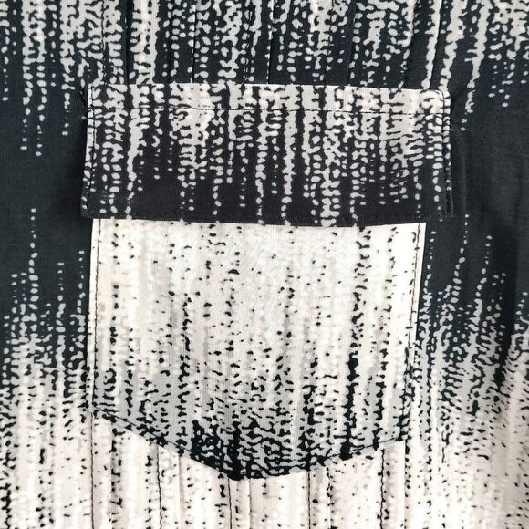 Cocomo Women's Size XL Black Ivory Multi Color Geo Print Pintuck 3/4 Sleeve Top - Picture 3 of 8